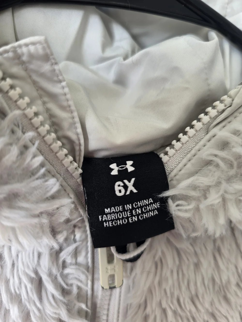 Under Armour White Fuzzy Zip-Up Kids Hoodie